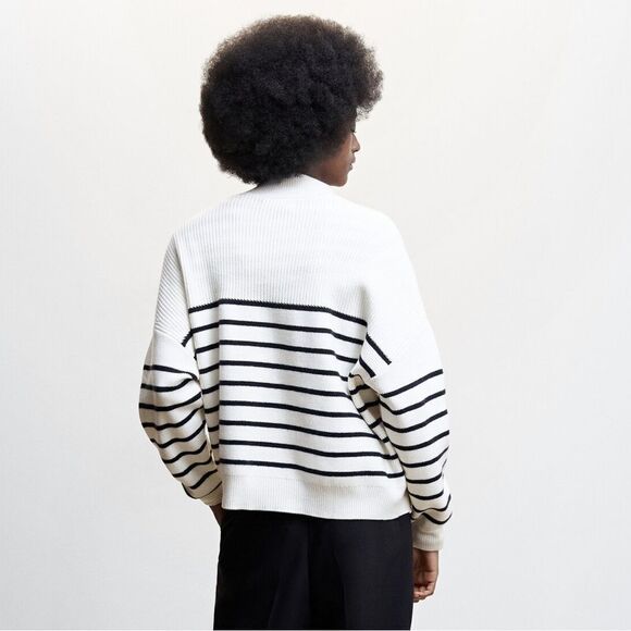 Mango Striped Sweater With Zip New - Picture 3 of 10